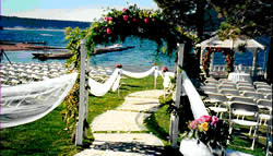 Lake view wedding arch.
