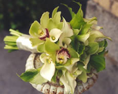 green orchid bouquet.